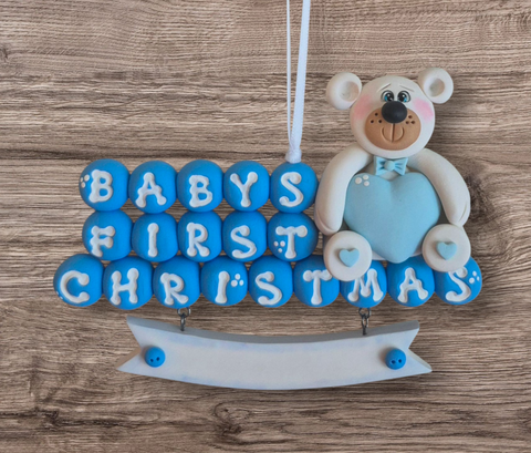 Teddy Bear First Christmas - Blue