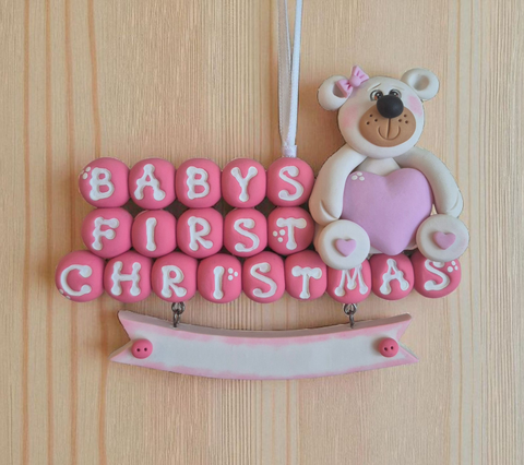 Teddy Bear First Christmas - Pink